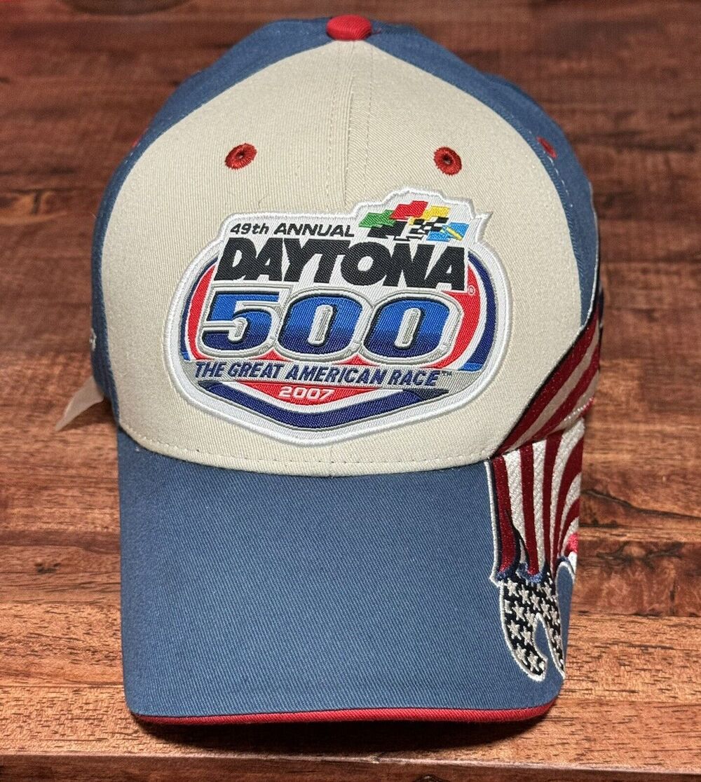 Daytona 500 Great American Race 2007 Hat Navy Beige Red Strapback